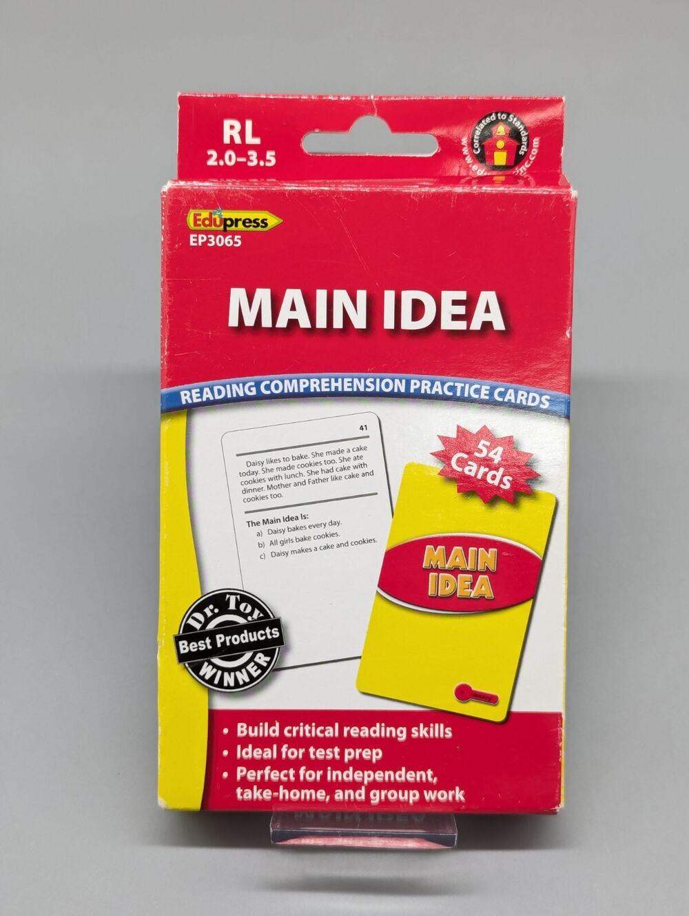 Edupress Reading Comprehension Practice Cards Main Idea Red Level EP63065 Medium